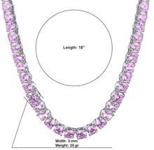 Sparkle 3MM Choker 925 Silver Tennis Chain Rhodium Plated With Pink CZ Stones