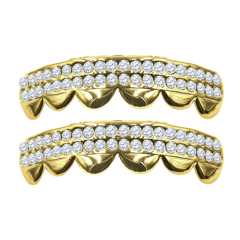 Impressionist CZ Stone 14k Yellow Gold Plated Hip Hop Grillz