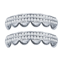 Impressionist CZ Stone Rhodium Plated Hip Hop Grillz