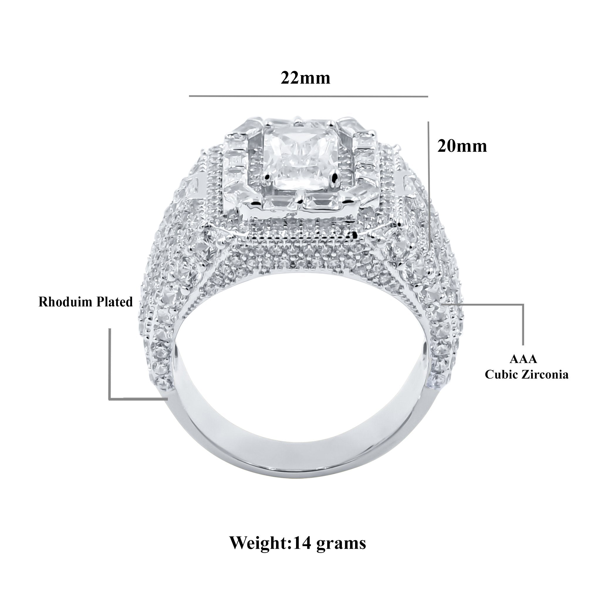 Reminiscent Solitaire Stone Rhodium Plated Silver Ring With CZ Stones