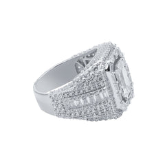 Reminiscent Solitaire Stone Rhodium Plated Silver Ring With CZ Stones