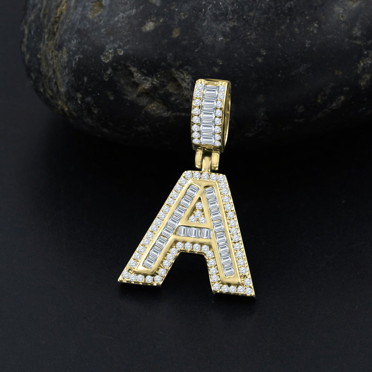 Signary Initials 925 Silver Yellow Gold Plated Pendant With CZ Stones