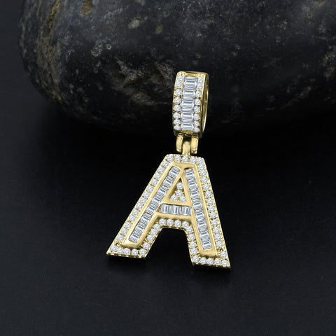 Signary Initials 925 Silver Yellow Gold Plated Pendant With CZ Stones