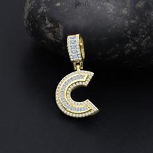 Signary Initials 925 Silver Yellow Gold Plated Pendant With CZ Stones