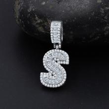 Signary Initials 925 Silver Rhodium Plated Pendant With CZ Stones