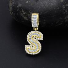 Signary Initials 925 Silver Yellow Gold Plated Pendant With CZ Stones