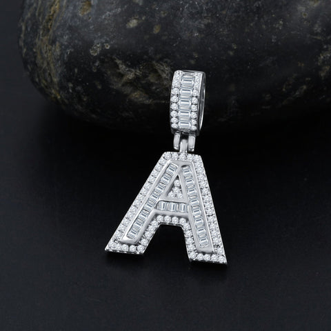 Signary Initials 925 Silver Rhodium Plated Pendant With CZ Stones