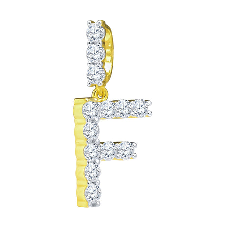 Absey Initials 925 Silver Yellow Gold Plated Pendant With CZ Stones