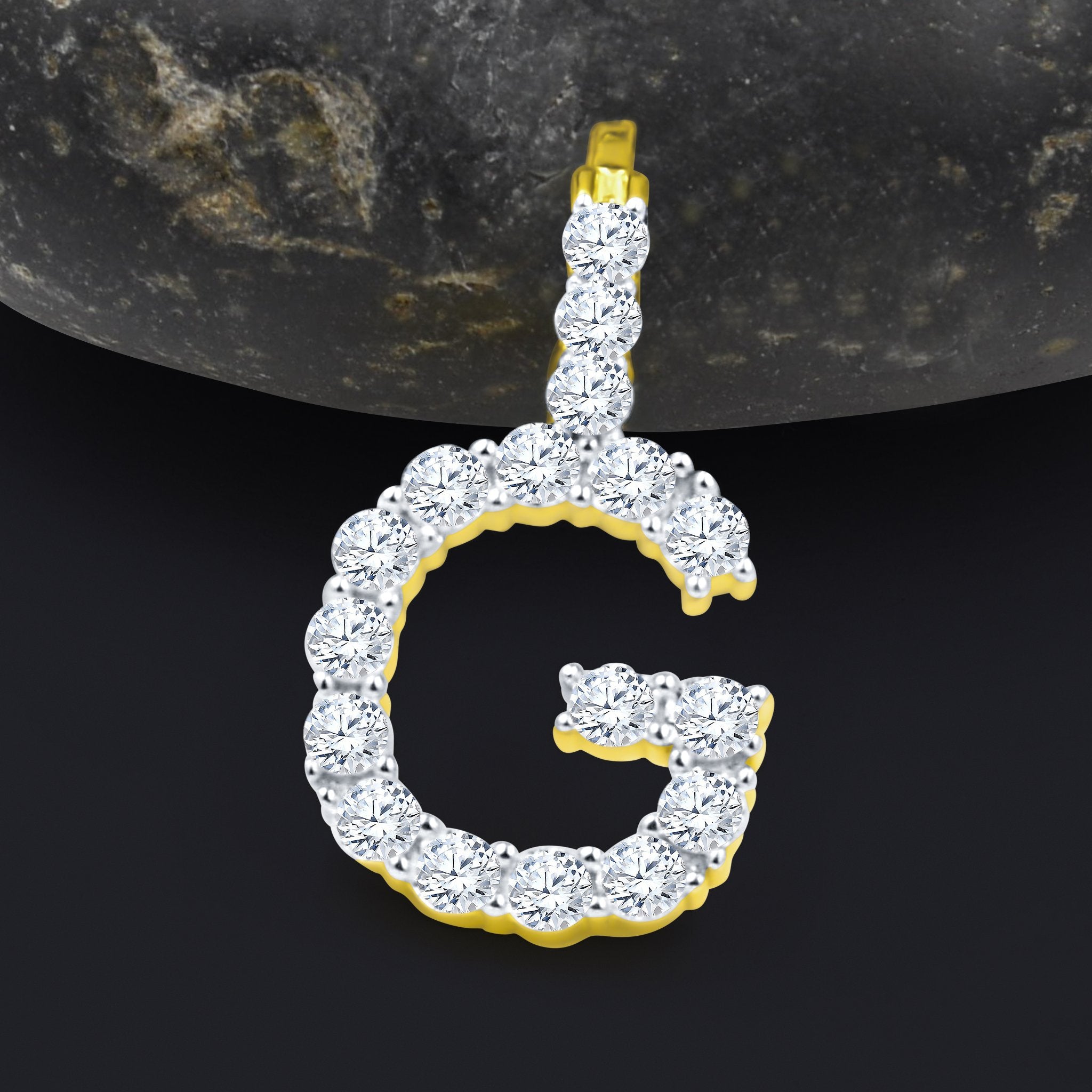 Absey Initials 925 Silver Yellow Gold Plated Pendant With CZ Stones