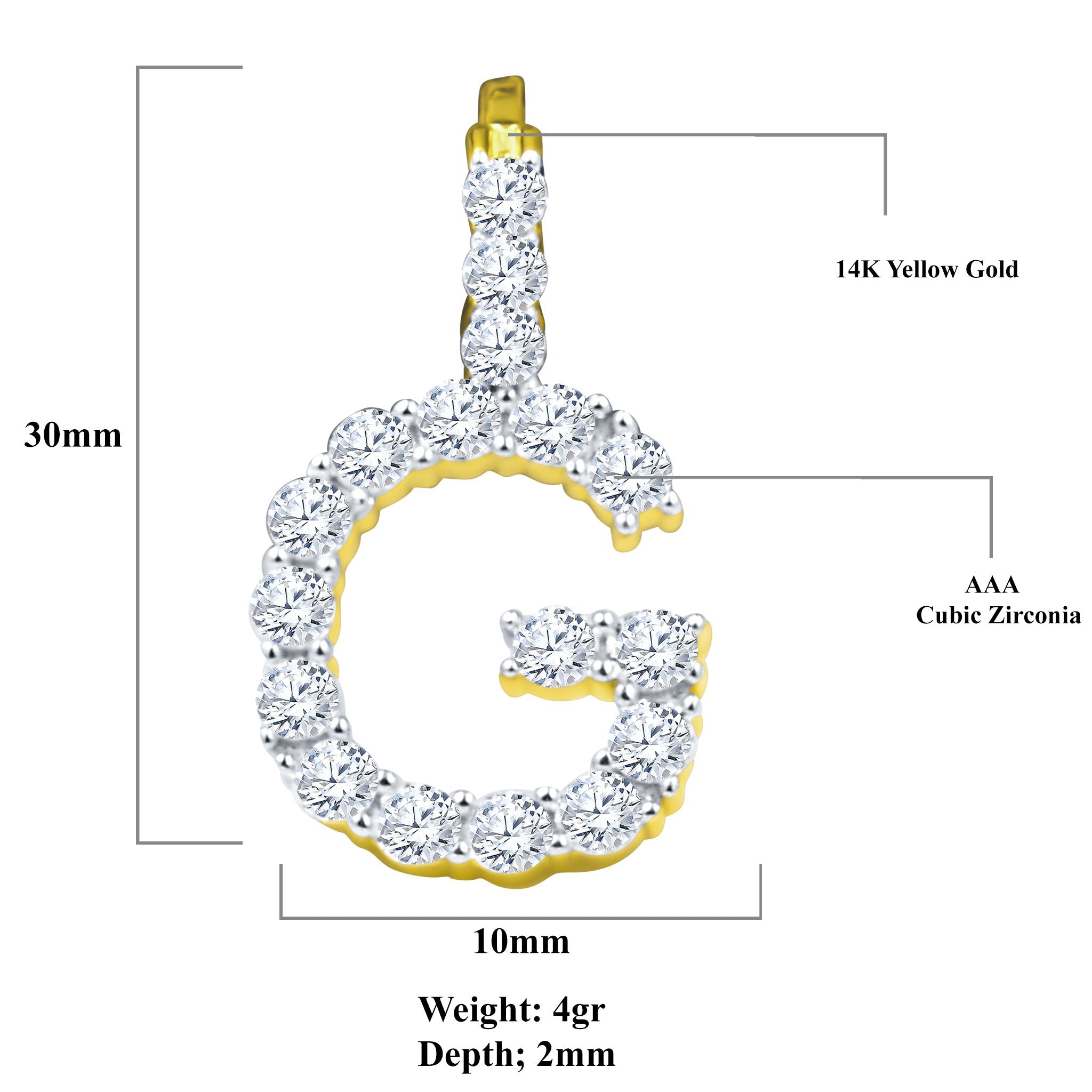 Absey Initials 925 Silver Yellow Gold Plated Pendant With CZ Stones