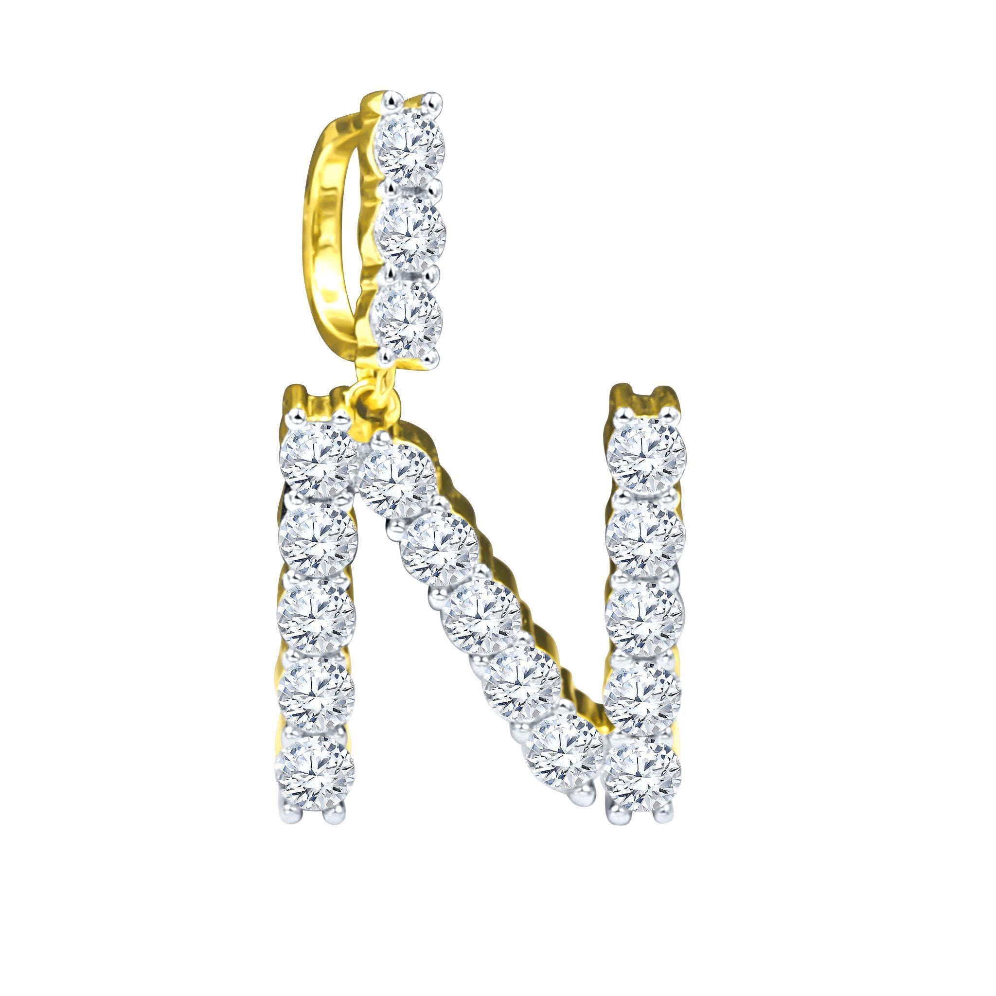 Absey Initials 925 Silver Yellow Gold Plated Pendant With CZ Stones