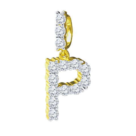 Absey Initials 925 Silver Yellow Gold Plated Pendant With CZ Stones