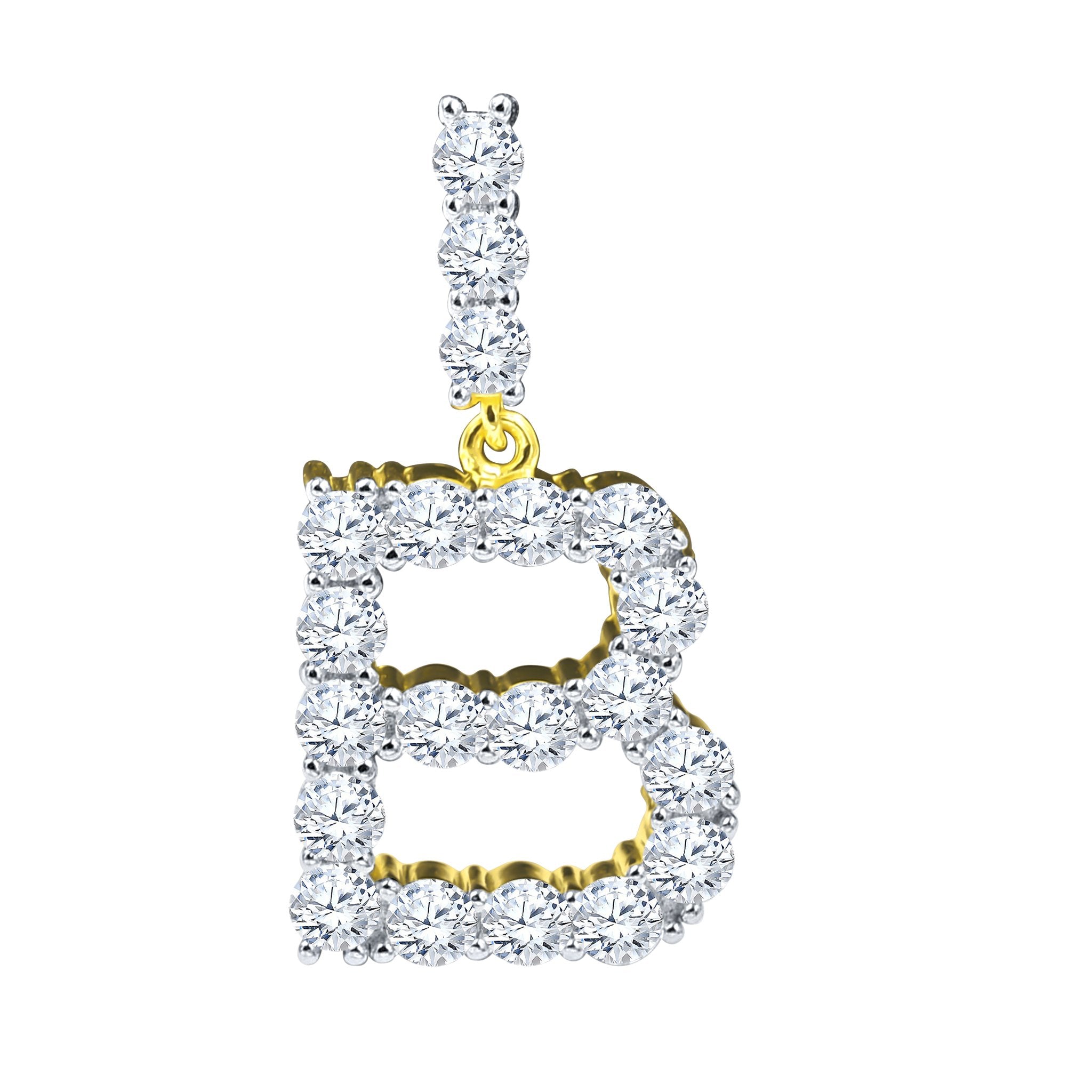 Absey Initials 925 Silver Yellow Gold Plated Pendant With CZ Stones