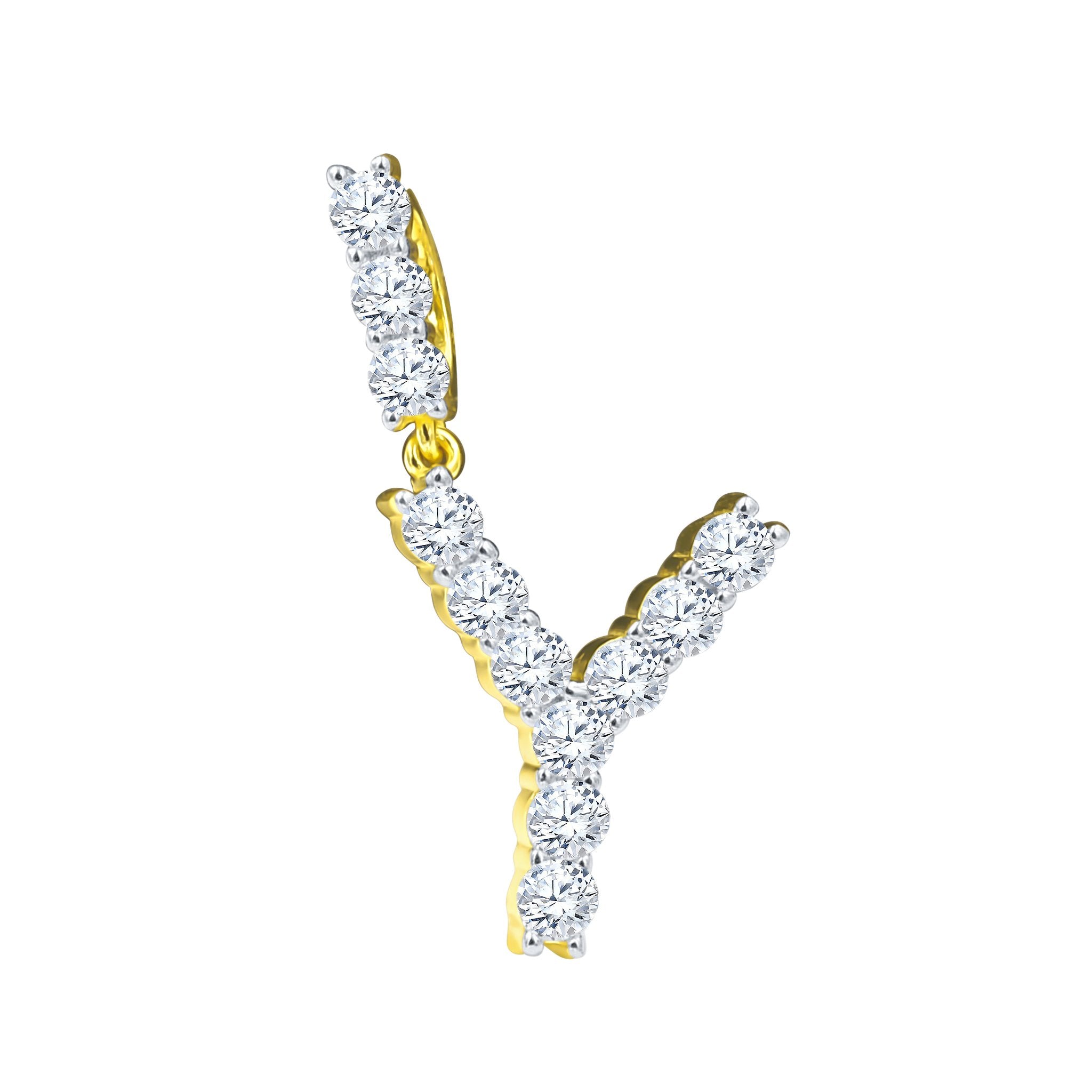 Absey Initials 925 Silver Yellow Gold Plated Pendant With CZ Stones