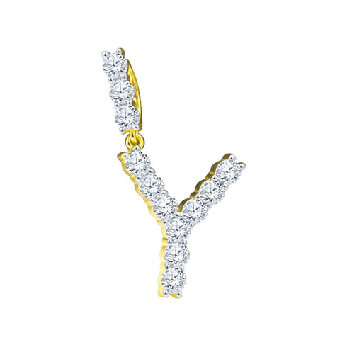 Absey Initials 925 Silver Yellow Gold Plated Pendant With CZ Stones