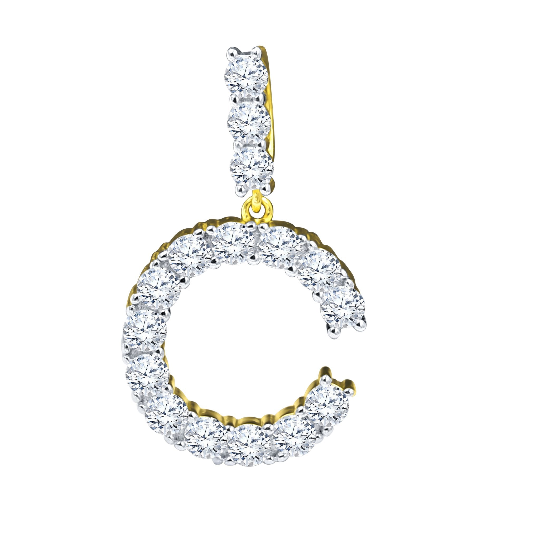 Absey Initials 925 Silver Yellow Gold Plated Pendant With CZ Stones