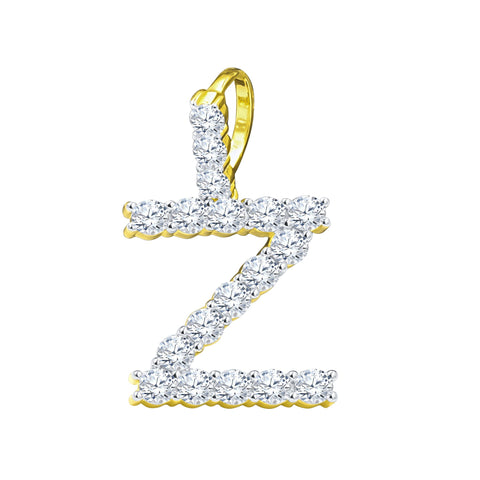 Absey Initials 925 Silver Yellow Gold Plated Pendant With CZ Stones