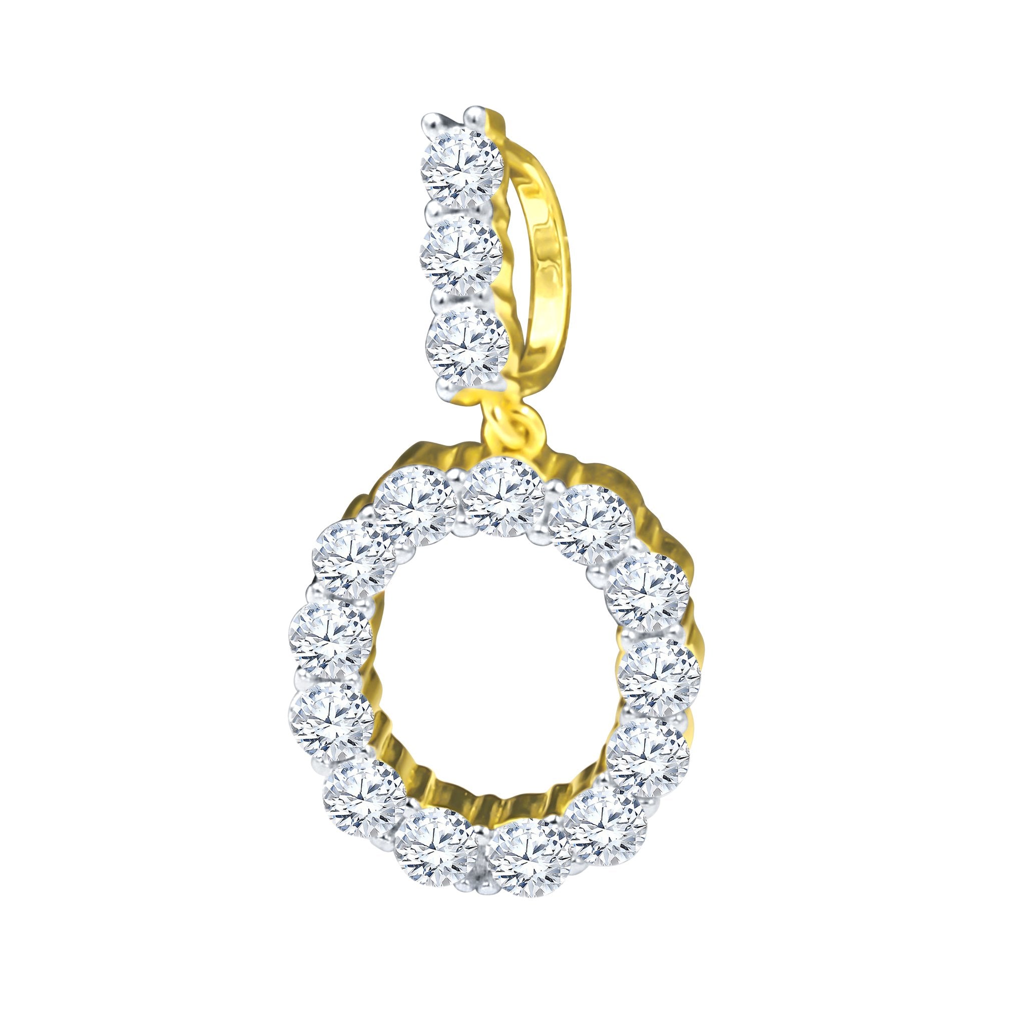 Absey Initials 925 Silver Yellow Gold Plated Pendant With CZ Stones