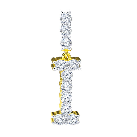 Absey Initials 925 Silver Yellow Gold Plated Pendant With CZ Stones