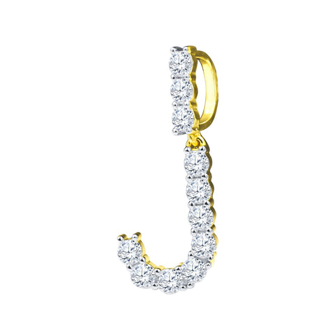 Absey Initials 925 Silver Yellow Gold Plated Pendant With CZ Stones