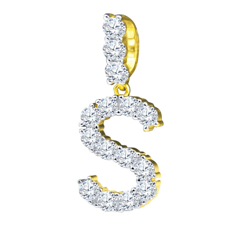 Absey Initials 925 Silver Yellow Gold Plated Pendant With CZ Stones