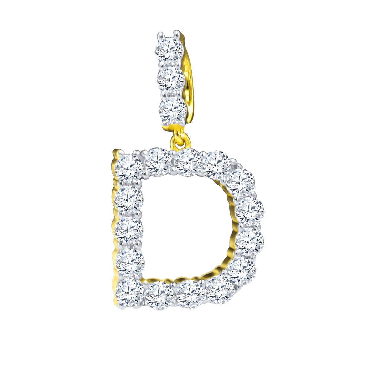 Absey Initials 925 Silver Yellow Gold Plated Pendant With CZ Stones