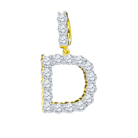 Absey Initials 925 Silver Yellow Gold Plated Pendant With CZ Stones