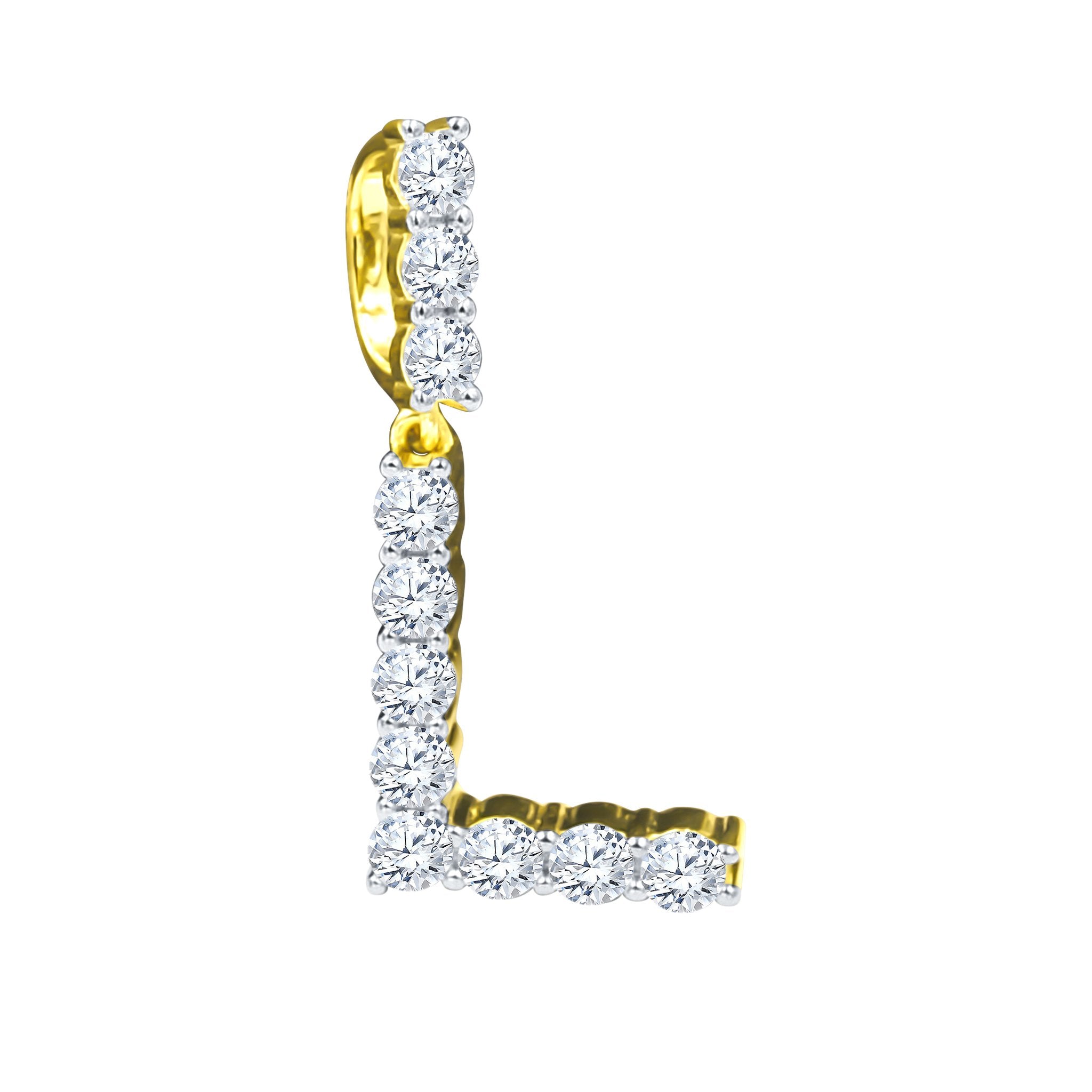 Absey Initials 925 Silver Yellow Gold Plated Pendant With CZ Stones