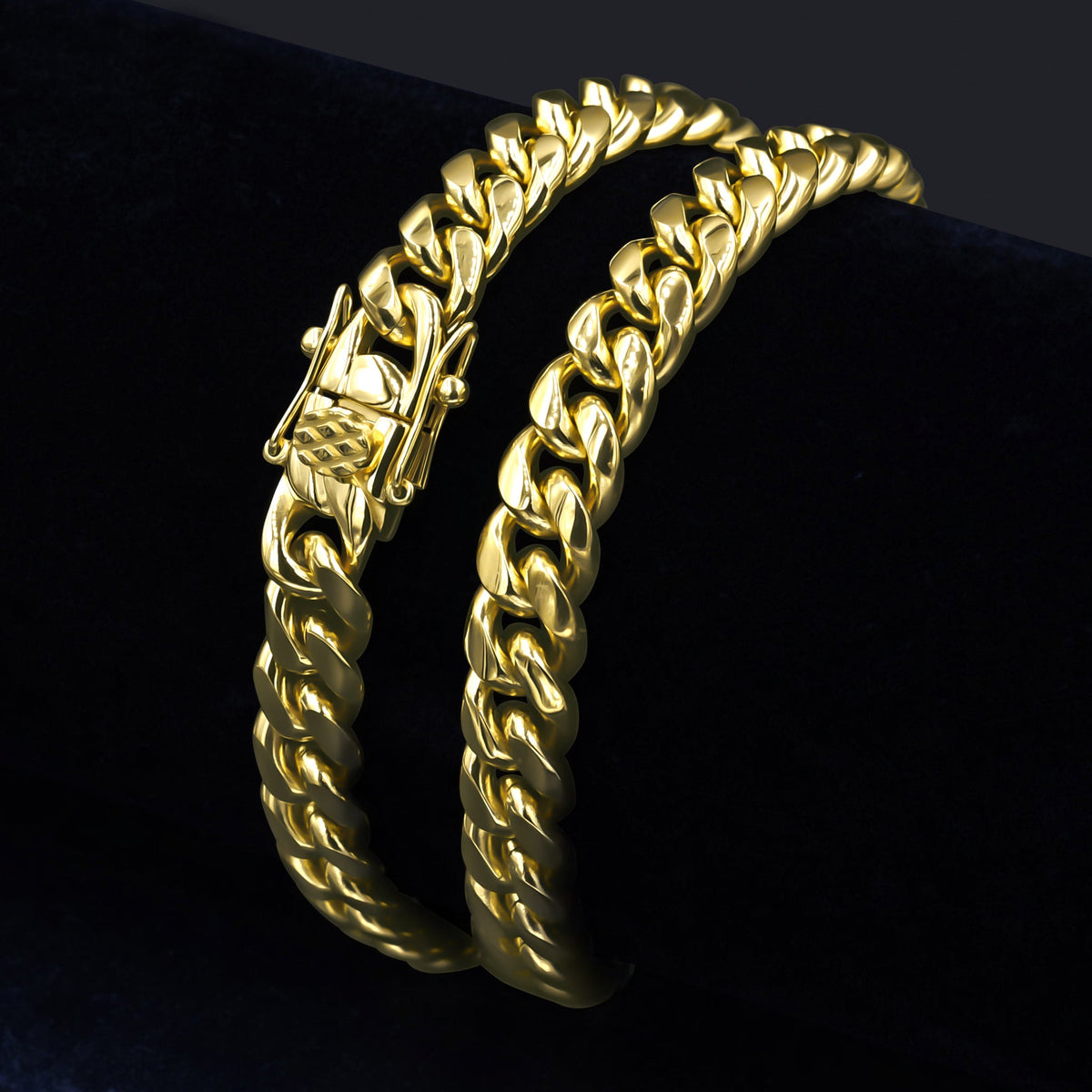Paradisiacal 10mm Yellow Gold Plated Steel Cuban Chain