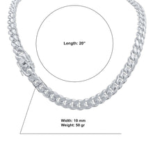 Paradisiacal 10mm Rhodium Plated Steel Cuban Chain