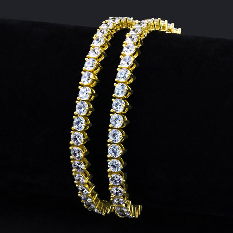 Kaunis 4mm Iced Out Yellow Gold Plated 20Inch Chain