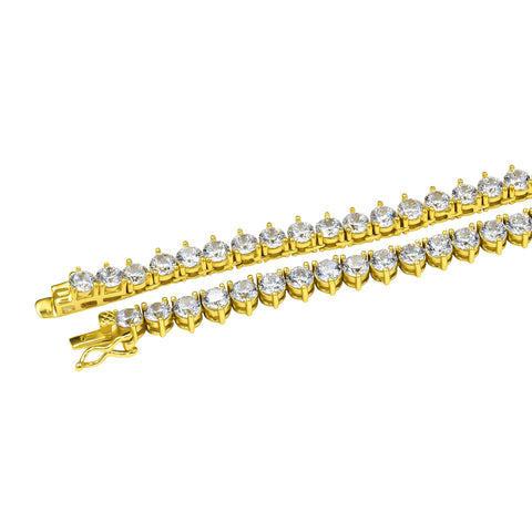 Kaunis 4mm Iced Out Yellow Gold Plated 20Inch Chain
