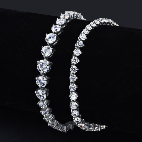 Luculentus 925 Silver Rhodium Plated Chain With Cz Stones