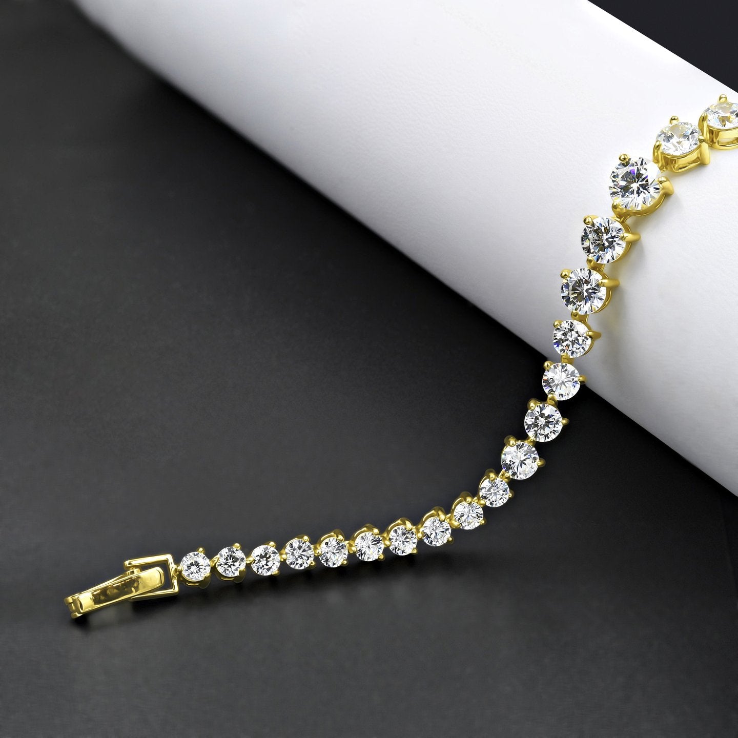 Luculentus 925 Silver 14K Yellow Gold Plated Chain With Cz Stones