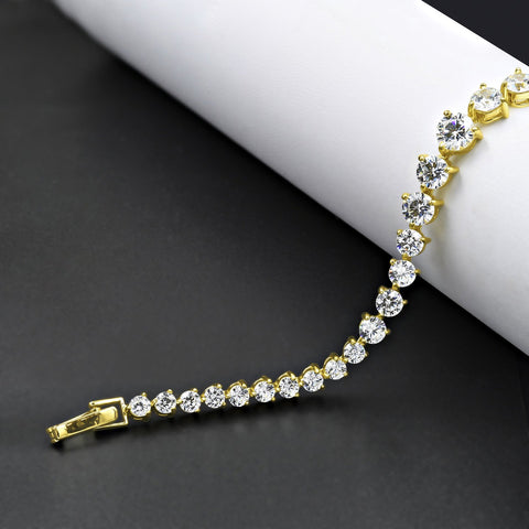 Luculentus 925 Silver 14K Yellow Gold Plated Chain With Cz Stones
