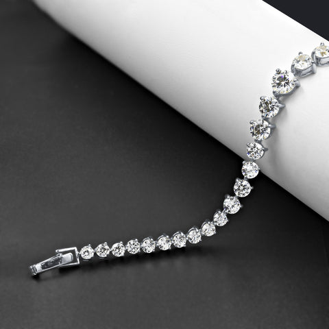 Luculentus 925 Silver Rhodium Plated Chain With Cz Stones