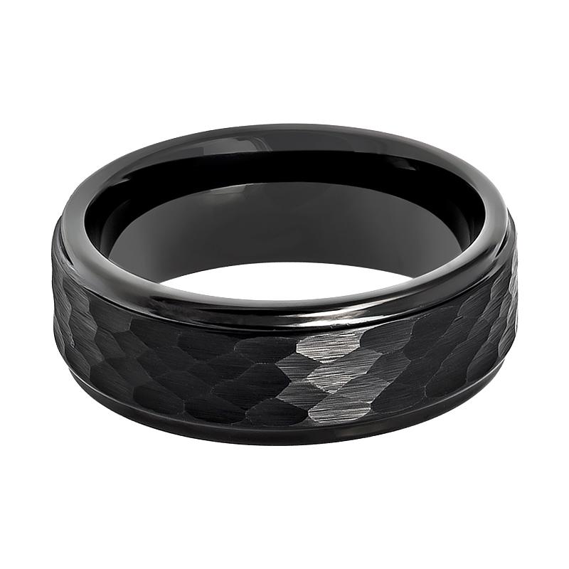 AEROBITS | Black Hammered Stepped Edge Tungsten Ring