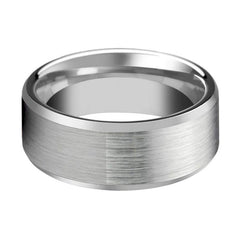 ANDREW | Silver Beveled Edges Tungsten Ring