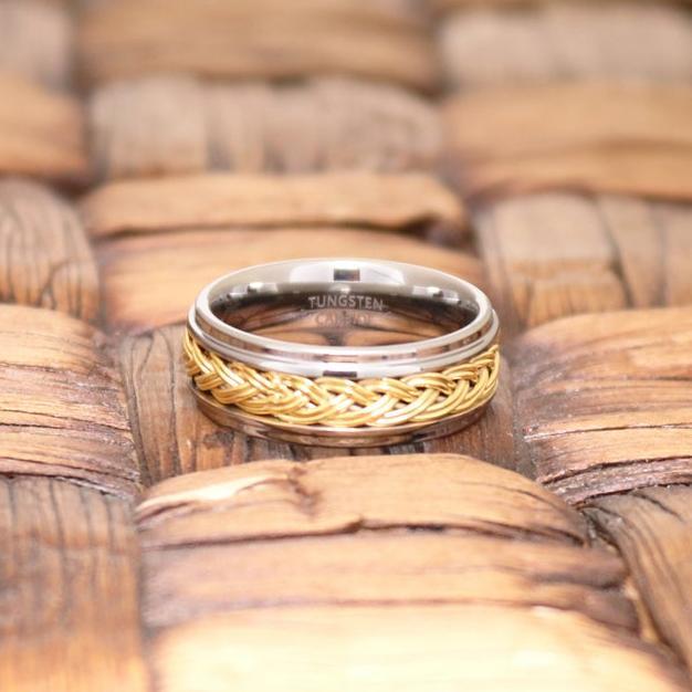 VIPER Gold Rope Tungsten Ring