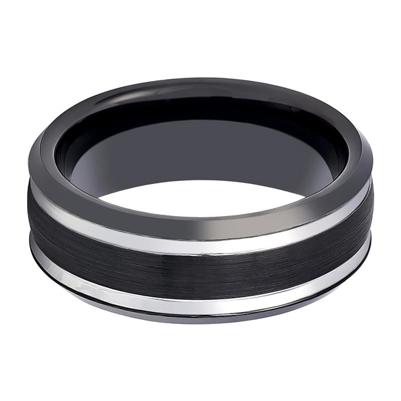 VELUTUS Black & Silver Tungsten Ring