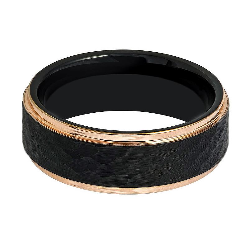 VOLANTIS | Rose Gold Step Edges Tungsten Ring