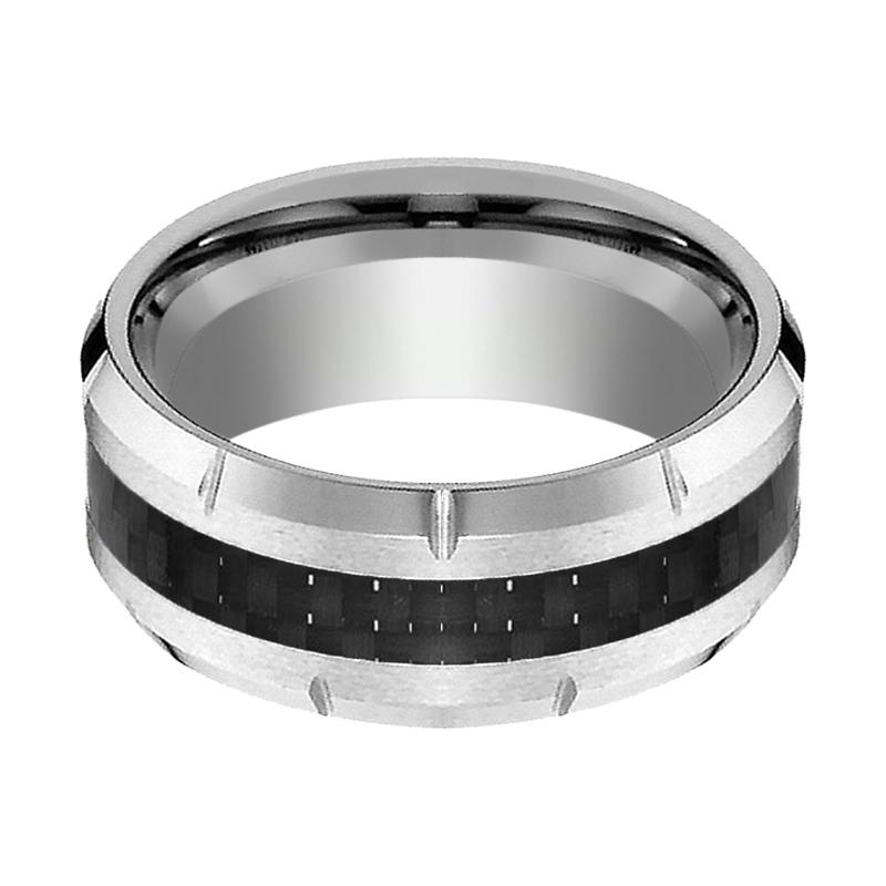 COLOSSAL Tungsten Ring Carbon Fiber and Multiple Grooved