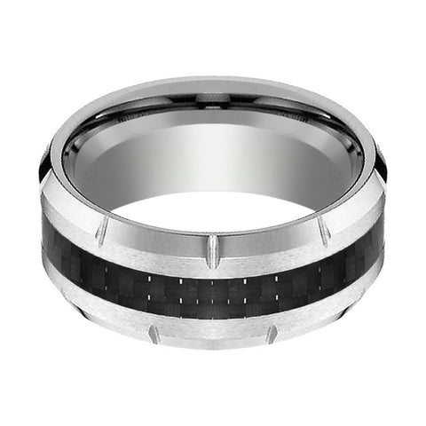 COLOSSAL Tungsten Ring Carbon Fiber and Multiple Grooved