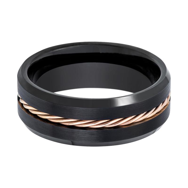 HORATIO | Rose Gold Rope Tungsten Ring