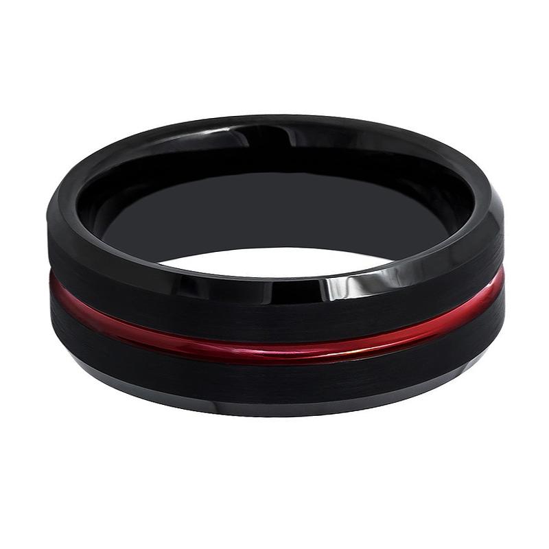 ATEN | Red Groove Tungsten Ring