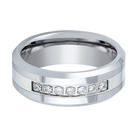 CETUS | 7 White CZ Diamonds Tungsten Ring