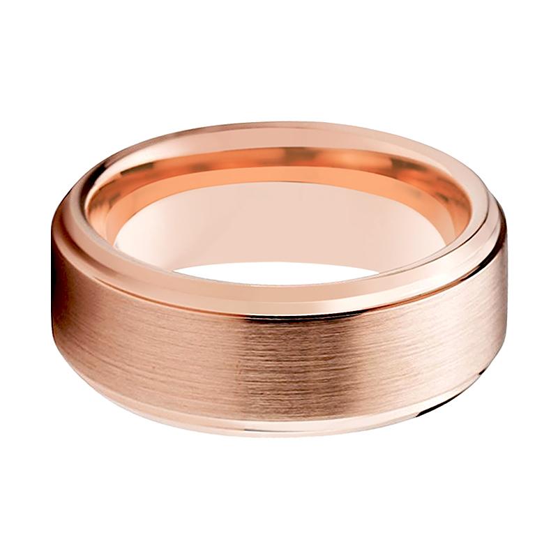 Couple Matching Band Brushed Finish & Beveled Edges Tungsten Ring