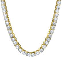 Sparkle 14K Yellow Gold 925 Silver Tennis 4Mm Chain With White CZ Stones