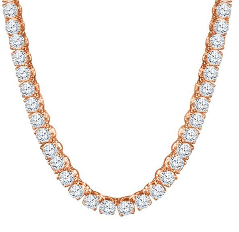 Sparkle 4MM Choker 925 Silver Tennis Chain Rose Gold Plated With White CZ Stones