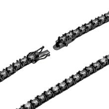 Sparkle Charcoal Grey Plated 925 Silver Tennis 4MM Chain With White CZ Stones